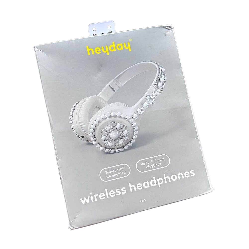 Heyday Jeweled Wireless Headphones White Pearl Embellished Bluetooth